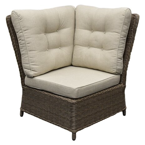 AVH-Collectie Ibiza dining hoek loungeset 9 delig verstelbaar bruin wicker | naturel mixed weave kussens AVH-Collectie Ibiza dining hoek loungeset 9 delig verstelbaar bruin wicker | naturel mixed weave kussens
