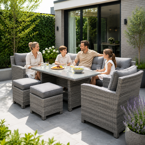 AVH-Collectie New Castle stoel-bank dining loungeset 6-delig antraciet AVH-Collectie New Castle stoel-bank dining loungeset 6-delig antraciet
