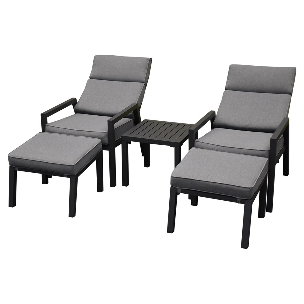 AVH-Collectie Santa Fe lounge balkonset 5 delig verstelbaar aluminium antraciet