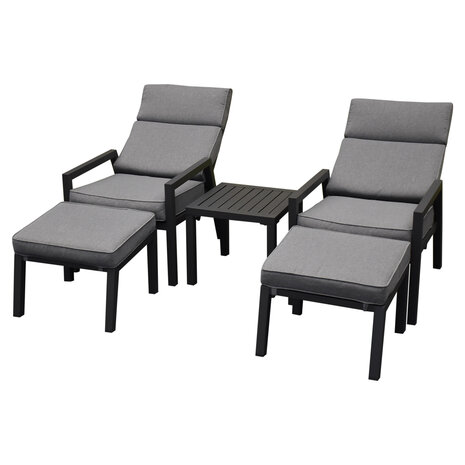 AVH-Collectie Santa Fe lounge balkonset 5 delig verstelbaar aluminium antraciet
