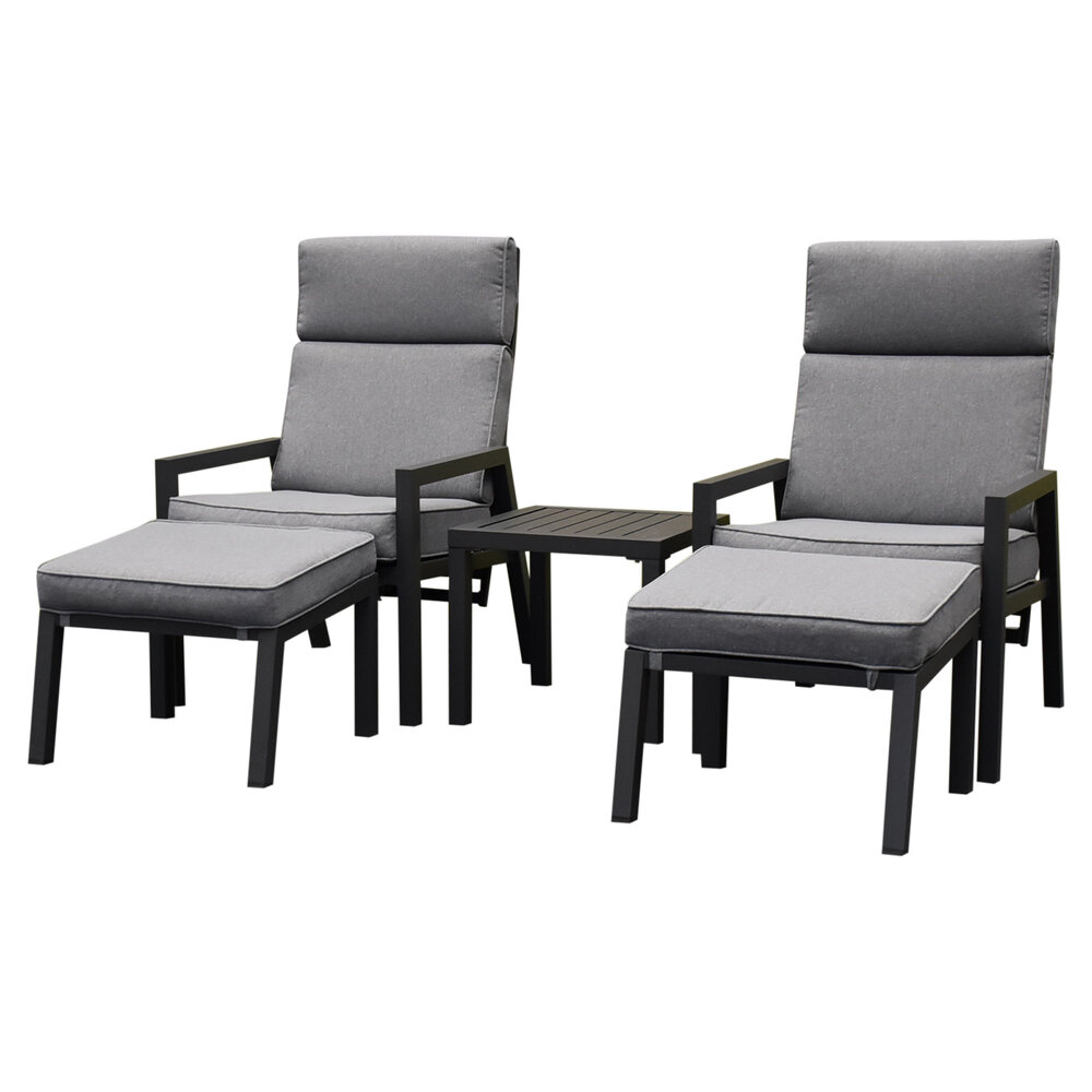 AVH-Collectie Santa Fe lounge balkonset 5 delig verstelbaar aluminium antraciet