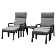 AVH-Collectie Santa Fe lounge balkonset 5 delig verstelbaar aluminium antraciet