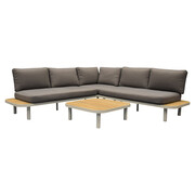 AVH-Collectie Amore platform hoek loungeset 3 delig latte zand aluminium