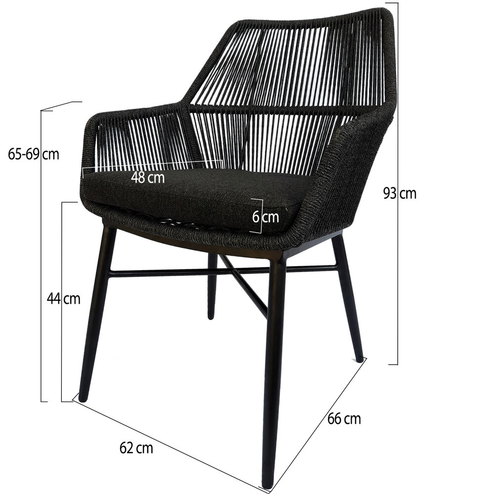 AVH-Collectie Chianti dining tuinstoel zwart rope - Gracebay 161