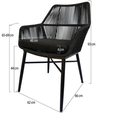 AVH-Collectie Chianti dining tuinstoel zwart rope - Gracebay 161