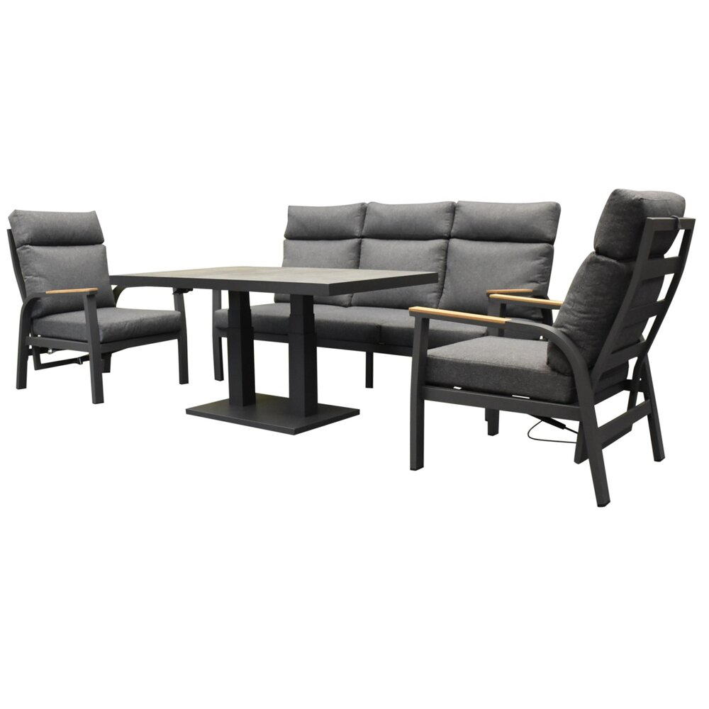 AVH-Collectie Kota stoel bank dining loungeset 4 delig verstelbare tafel antraciet AVH-Collectie Kota stoel bank dining loungeset 4 delig verstelbare tafel antraciet