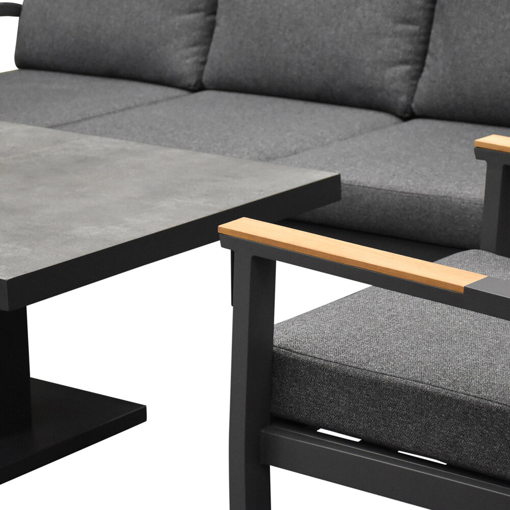 AVH-Collectie Kota stoel bank dining loungeset 4 delig verstelbare tafel antraciet AVH-Collectie Kota stoel bank dining loungeset 4 delig verstelbare tafel antraciet