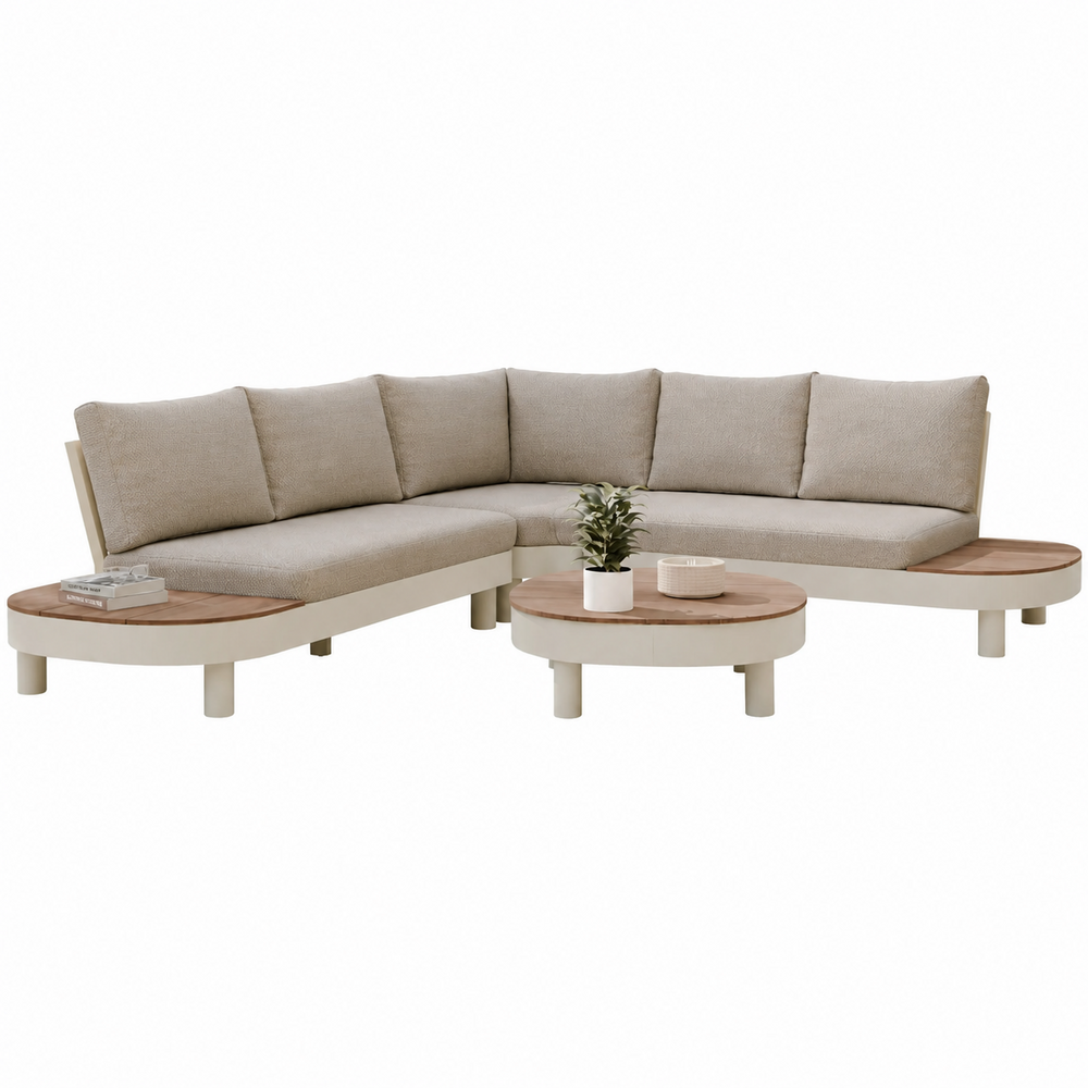 AVH-Collectie Bellezza organische hoek loungeset 4 delig alliminium latte zand AVH-Collectie Bellezza organische hoek loungeset 4 delig alliminium latte zand