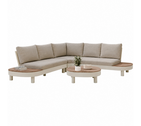 AVH-Collectie Bellezza organische hoek loungeset 4 delig alliminium latte zand