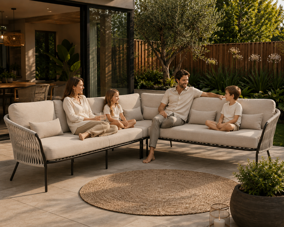 AVH-Collectie Sarenza hoek loungeset 4 delig zand rope terre frame