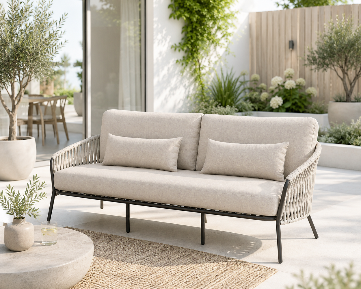AVH-Collectie Sarenza 3-zitsbank zand rope terre frame AVH-Collectie Sarenza 3-zitsbank zand rope terre frame