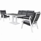 AVH-Collectie Vegas stoel bank dining loungeset 4 delig verstelbaar aluminium wit AVH-Collectie Vegas stoel bank dining loungeset 4 delig verstelbaar aluminium wit