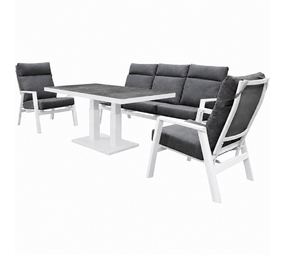 AVH-Collectie Vegas stoel bank dining loungeset 4 delig verstelbaar aluminium wit AVH-Collectie Vegas stoel bank dining loungeset 4 delig verstelbaar aluminium wit