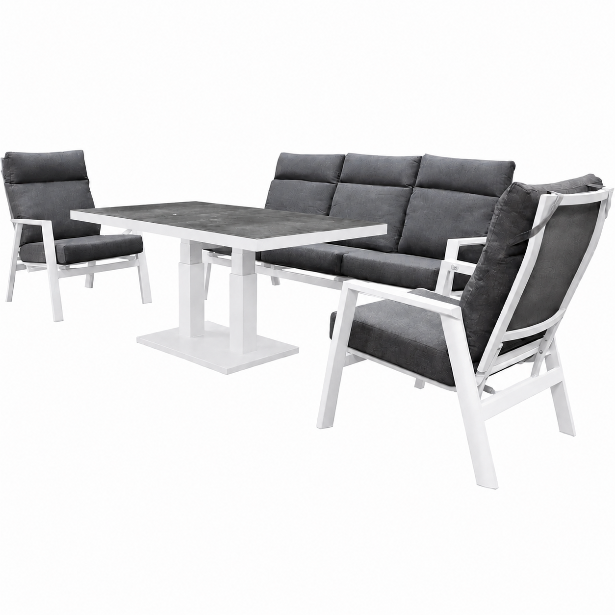AVH-Collectie Vegas stoel bank dining loungeset 4 delig verstelbaar aluminium wit