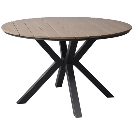 AVH-Collectie Quincy dining tuintafel antraciet 144xH75 cm rond polywood blad AVH-Collectie Quincy dining tuintafel antraciet 144xH75 cm rond polywood blad