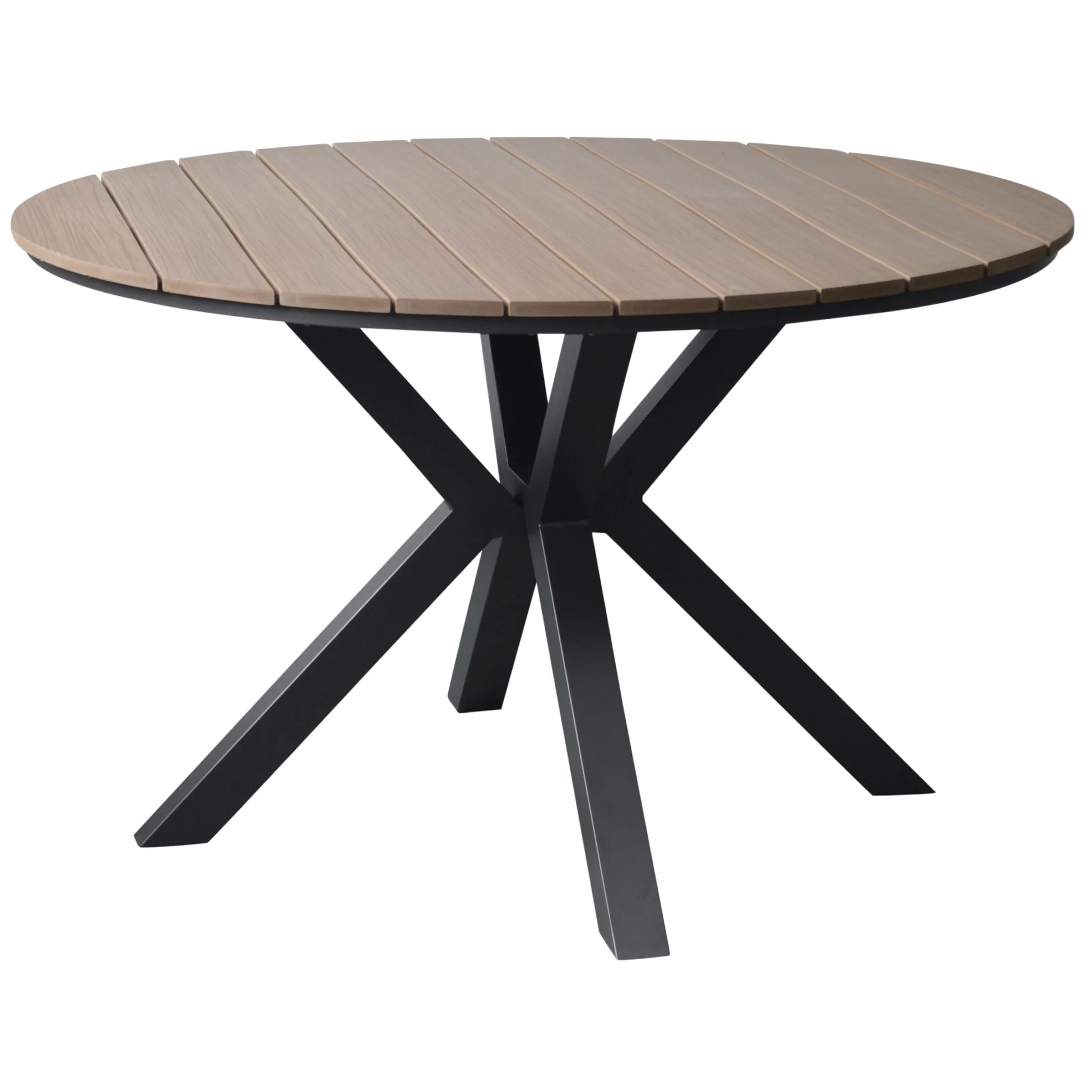 AVH-Collectie Quincy dining tuintafel antraciet 144xH75 cm rond polywood blad