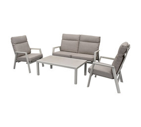 Vegas stoel bank loungeset 4 delige verstelbaar aluminium latte Vegas stoel bank loungeset 4 delige verstelbaar aluminium latte