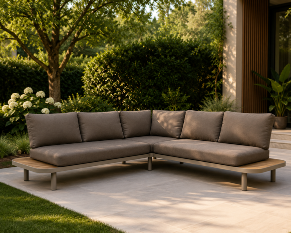 AVH-Collectie Amore platform hoek loungeset 2 delig latte zand aluminium AVH-Collectie Amore platform hoek loungeset 2 delig latte zand aluminium