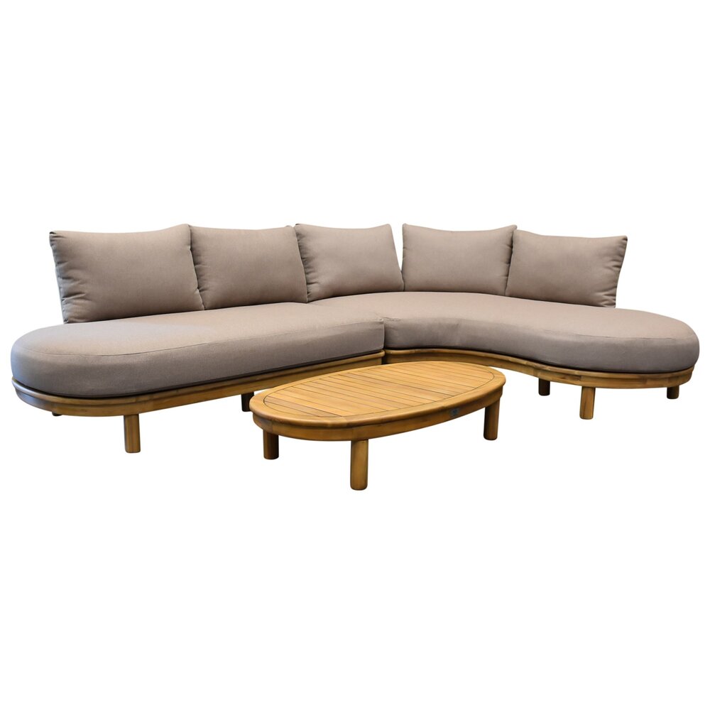 AVH-Collectie Eleganza organische hoek loungeset 3 delig hardhout AVH-Collectie Eleganza organische hoek loungeset 3 delig hardhout