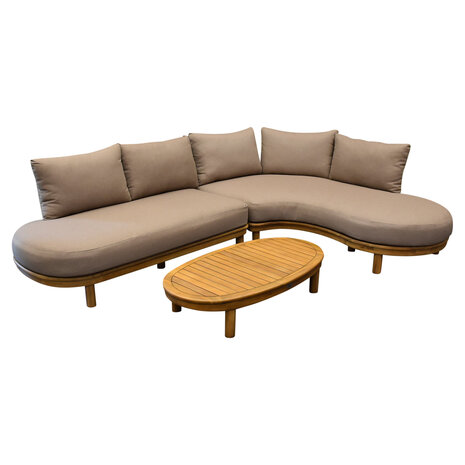 AVH-Collectie Eleganza organische hoek loungeset 3 delig hardhout AVH-Collectie Eleganza organische hoek loungeset 3 delig hardhout