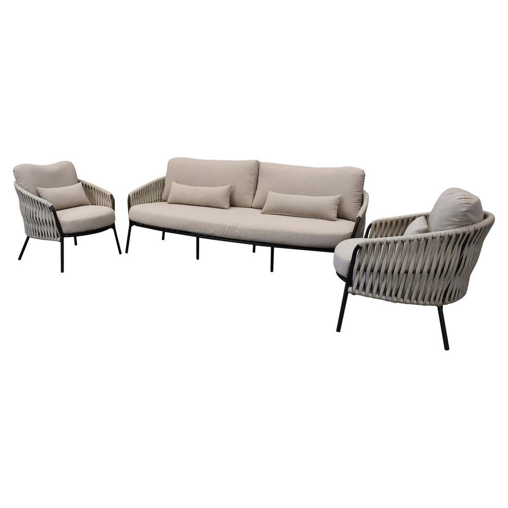 AVH-Collectie Sarenza stoel bank loungeset 3 delig zand rope terre frame AVH-Collectie Sarenza stoel bank loungeset 3 delig zand rope terre frame