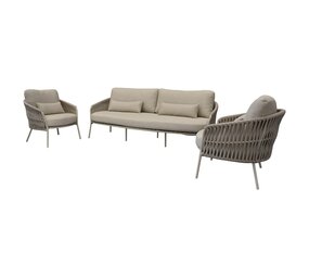 AVH-Collectie Sarenza stoel bank loungeset 3 delig zand rope latte frame AVH-Collectie Sarenza stoel bank loungeset 3 delig zand rope latte frame