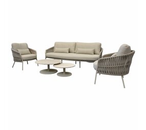 AVH-Collectie Sarenza stoel bank loungeset 5 delig zand rope latte frame