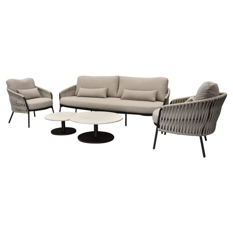 AVH-Collectie Sarenza stoel bank loungeset 5 delig zand rope terre frame AVH-Collectie Sarenza stoel bank loungeset 5 delig zand rope terre frame