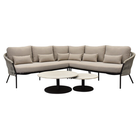 AVH-Collectie Sarenza hoek loungeset 5 delig zand rope terre frame