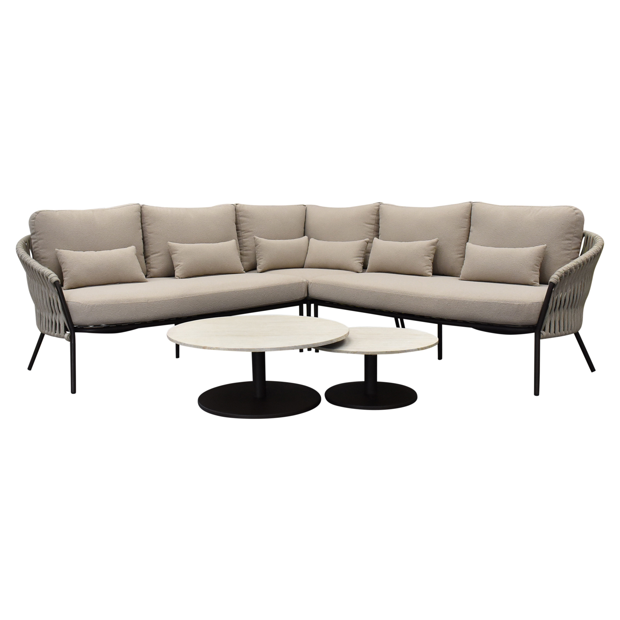 AVH-Collectie Sarenza hoek loungeset 5 delig zand rope terre frame