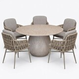 AVH-Collectie Luxor Dante dining tuinset 140xH75 cm 6 delig latte polystone marmerlook AVH-Collectie Luxor Dante dining tuinset 140xH75 cm 6 delig latte polystone marmerlook