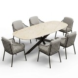 AVH-Collectie Sanoa Derby dining tuinset 240x100xH77 cm 7 delige terre
