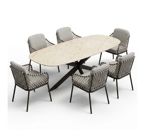 AVH-Collectie Sanoa Derby dining tuinset 240x100xH77 cm 7 delige terre
