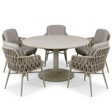 AVH-Collectie Union Luxor dining tuinset 140xH75 cm 6 delig latte polystone travertine AVH-Collectie Union Luxor dining tuinset 140xH75 cm 6 delig latte polystone travertine