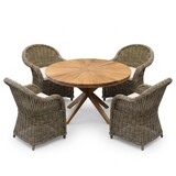 AVH-Collectie Cairo Roma dining tuinset 130xH77 cm 5 delig teak off white