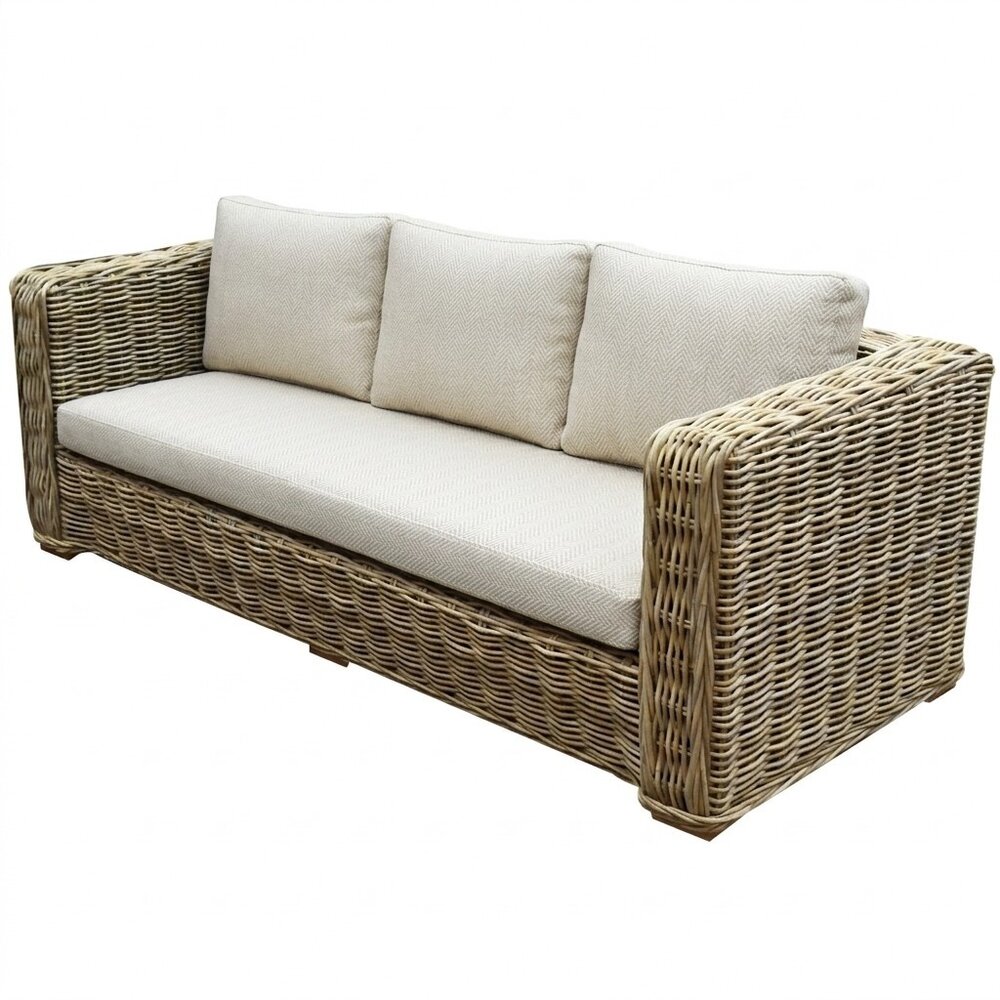 AVH-Collectie Nissah 3-zitsbank naturel rotan off-white kussens AVH-Collectie Nissah 3-zitsbank naturel rotan off-white kussens