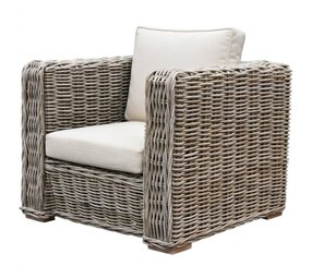 AVH-Collectie Nissah lounge tuinstoel naturel rotan off-white kussens
