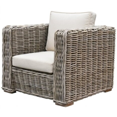 AVH-Collectie Nissah lounge tuinstoel naturel rotan off-white kussens
