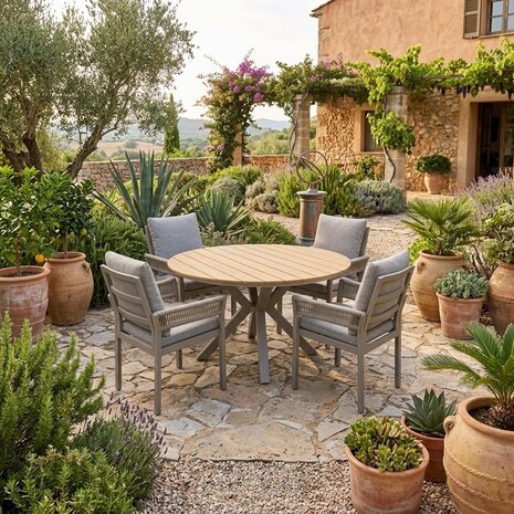 AVH-Collectie Quincy dining tuintafel latte 120xH75 cm rond polywood blad AVH-Collectie Quincy dining tuintafel latte 120xH75 cm rond polywood blad