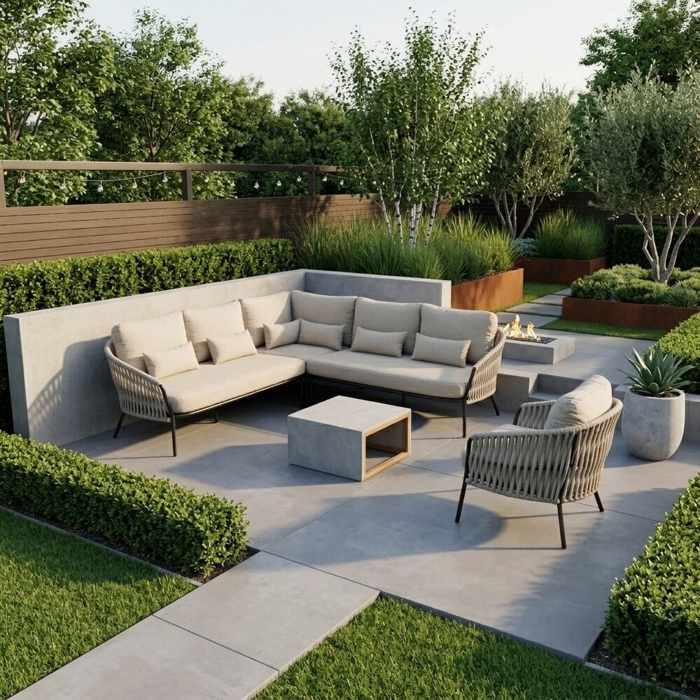 AVH-Collectie Sarenza hoek loungeset 4 delige zand rope terre frame