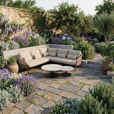 AVH-Collectie Sarenza hoek loungeset 5 delig zand rope terre frame