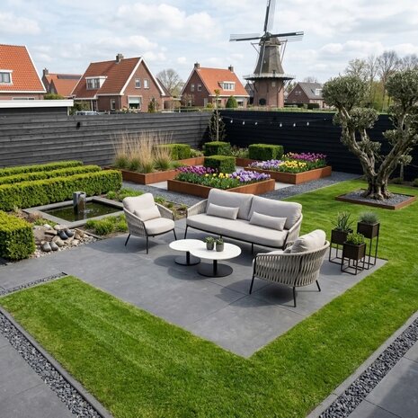 AVH-Collectie Sarenza stoel bank loungeset 5 delig zand rope terre frame AVH-Collectie Sarenza stoel bank loungeset 5 delig zand rope terre frame