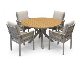 AVH-Collectie Quincy Saigon dining tuinset 120xH75 cm 5 delig latte polywood AVH-Collectie Quincy Saigon dining tuinset 120xH75 cm 5 delig latte polywood