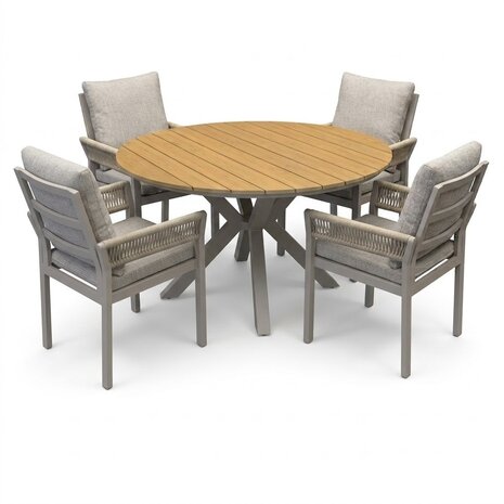 AVH-Collectie Quincy Saigon dining tuinset 120xH75 cm 5 delig latte polywood AVH-Collectie Quincy Saigon dining tuinset 120xH75 cm 5 delig latte polywood