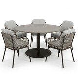 AVH-Collectie Sanoa Union dining tuinset 140xH75 cm 6 delig terre polystone travertine AVH-Collectie Sanoa Union dining tuinset 140xH75 cm 6 delig terre polystone travertine