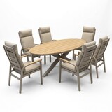 AVH-Collectie Salvador Kota dining tuinset 240x114xH75 cm 7 delig verstelbaar latte polywood AVH-Collectie Salvador Kota dining tuinset 240x114xH75 cm 7 delig verstelbaar latte polywood
