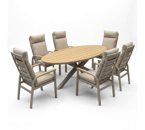 AVH-Collectie Salvador Kota dining tuinset 240x114xH75 cm 7 delig verstelbaar latte polywood AVH-Collectie Salvador Kota dining tuinset 240x114xH75 cm 7 delig verstelbaar latte polywood