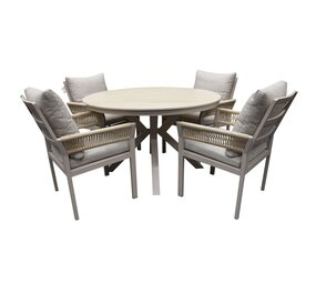 AVH-Collectie Samantha Saigon dining tuinset 120xH75 cm 5 delig latte keramiek AVH-Collectie Samantha Saigon dining tuinset 120xH75 cm 5 delig latte keramiek