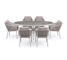 AVH-Collectie Ohio Joshua dining tuinset 241x116xH74 cm 7 delig latte keramiek AVH-Collectie Ohio Joshua dining tuinset 241x116xH74 cm 7 delig latte keramiek