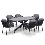 AVH-Collectie Ohio Joshua dining tuinset 241x116xH74 cm 7 delig antraciet keramiek AVH-Collectie Ohio Joshua dining tuinset 241x116xH74 cm 7 delig antraciet keramiek